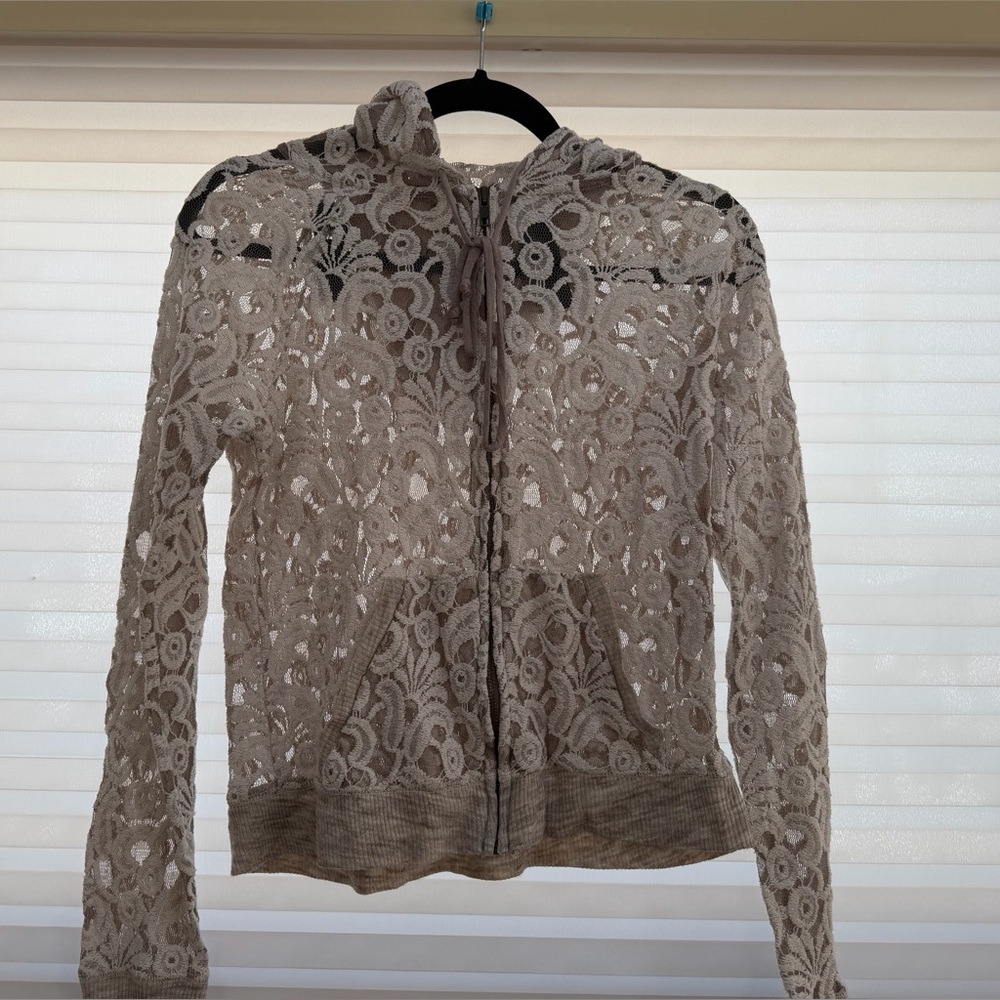 Anthropologie E by Eloise Brindley Lace Zip Hoodie